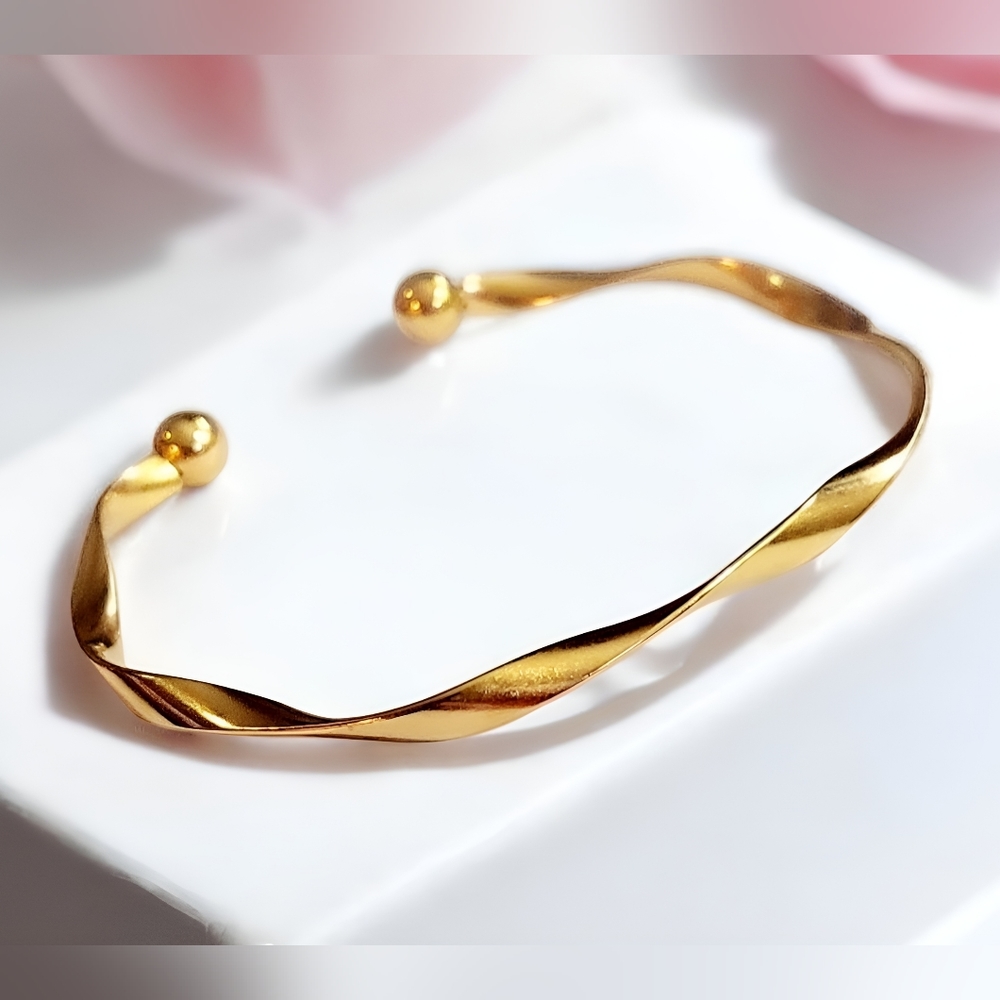 Stainless Steel Gold Color Stackable Bangle Cuff Bracelet Womens Jewelry